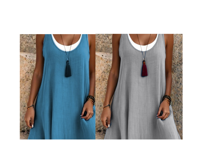 ⏰DERNIER JOUR DE SOLDE : 50 % DE RÉDUCTION💃Robe débardeur décontractée pour femme, ample et sans manches, effet deux pièces
