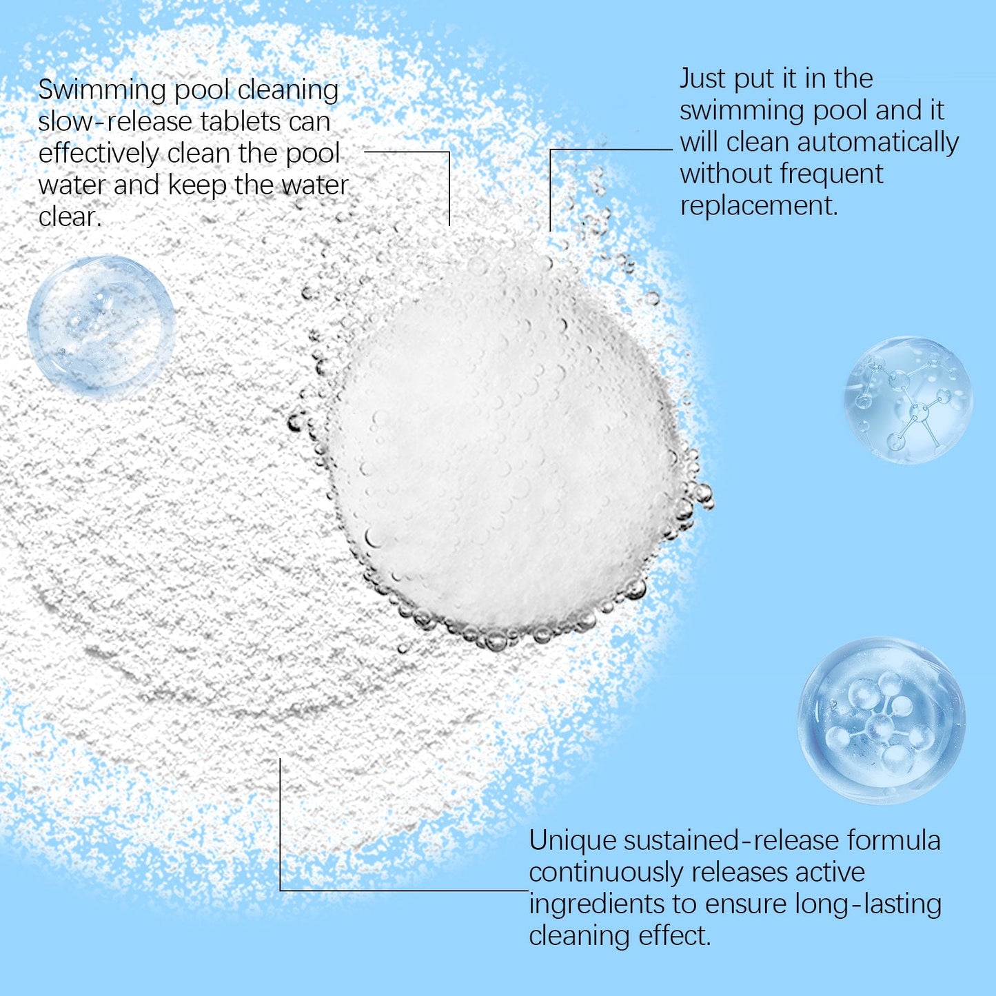 🏊‍♂️ Pastilles nettoyantes pour piscine pour une eau cristalline – Déposez, dissolvez, plongez ! 🌊✨