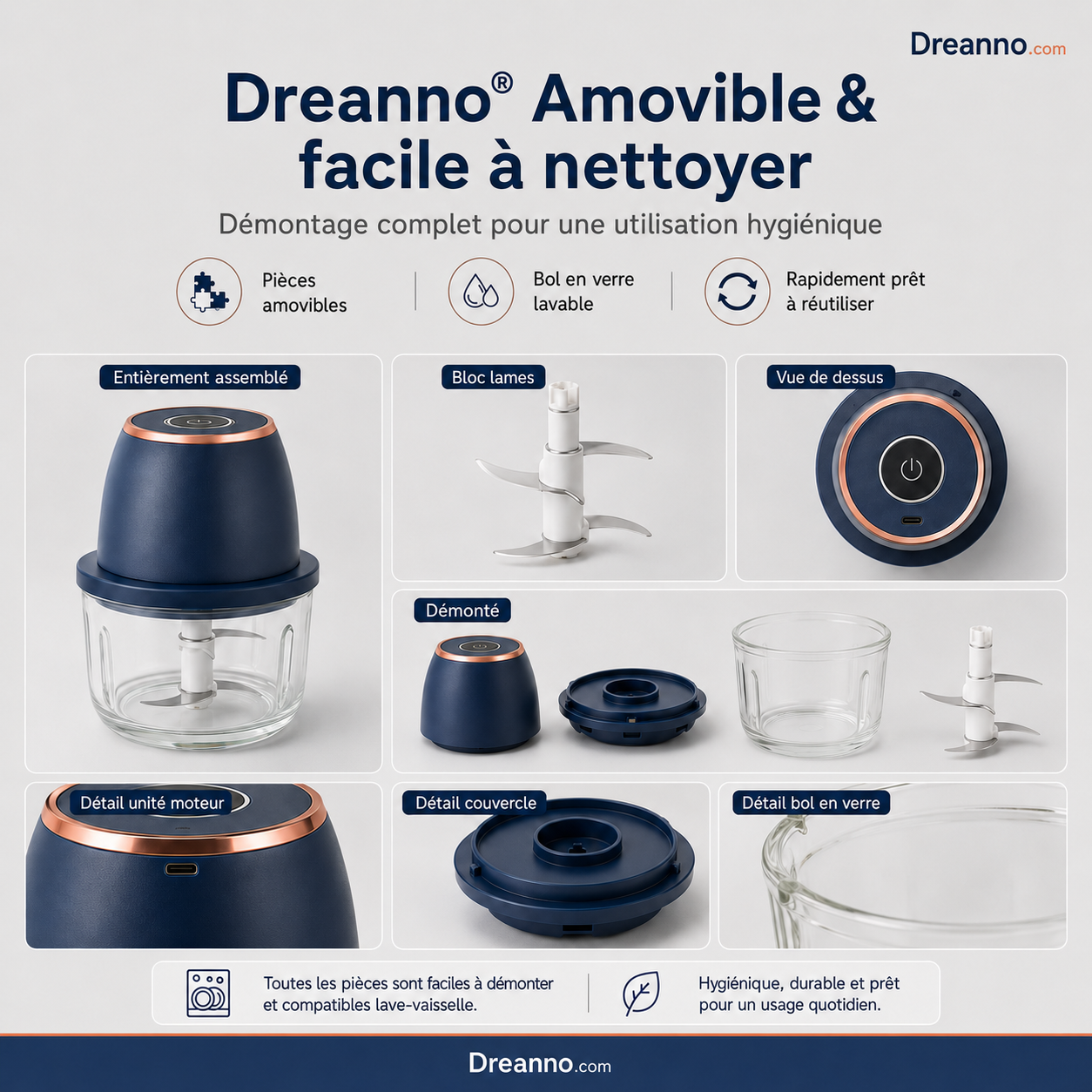 🎁NOUVEAUTÉS – 50 % DE RÉDUCTION💥 Robot ménager électrique puissant et de grande capacité | matériaux de qualité alimentaire, portable, sans fil