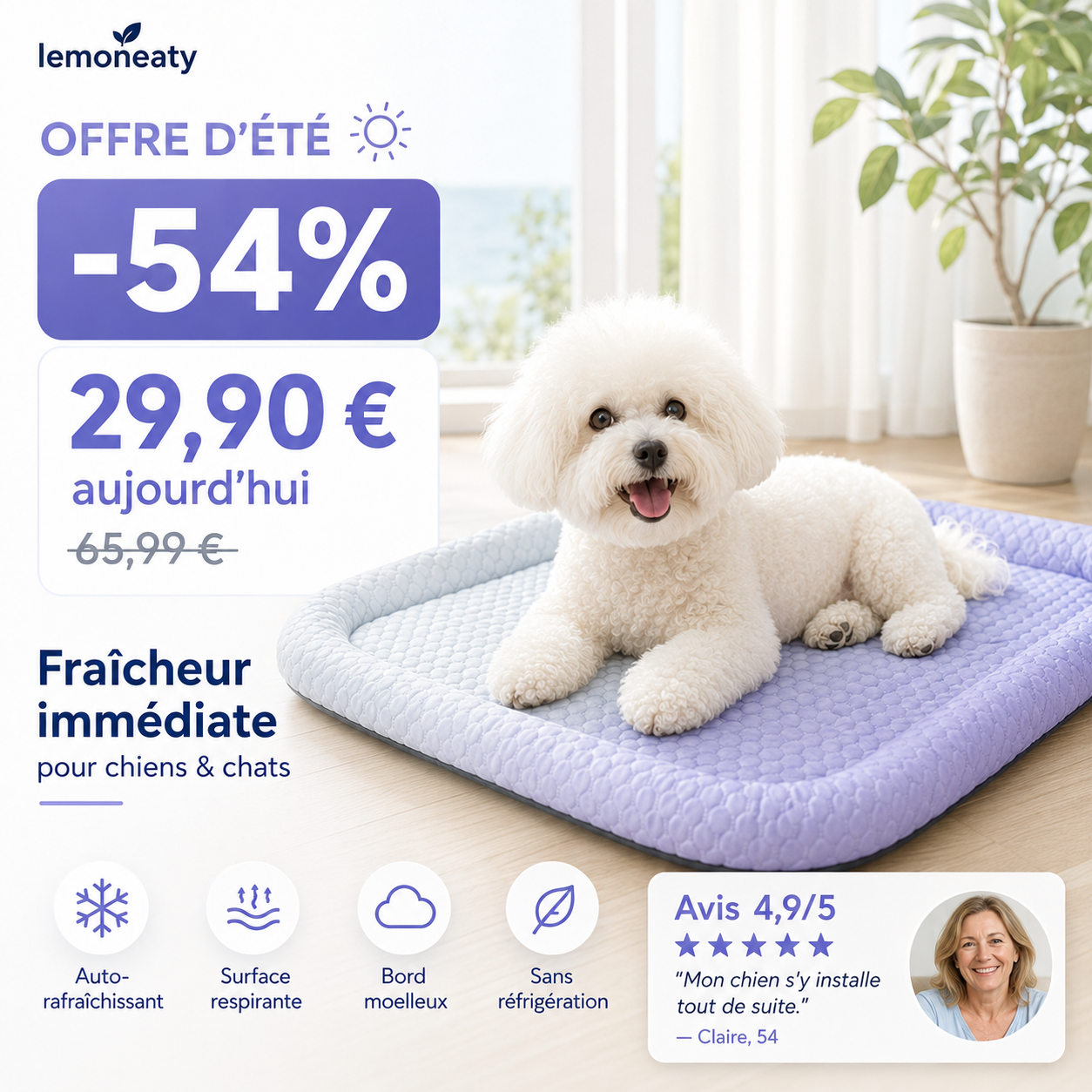 🐾 OFFRE LIMITÉE -50%🐶❄️ Offrez-leur une Sieste Fraîche – Coussin Gel Respirant 3D