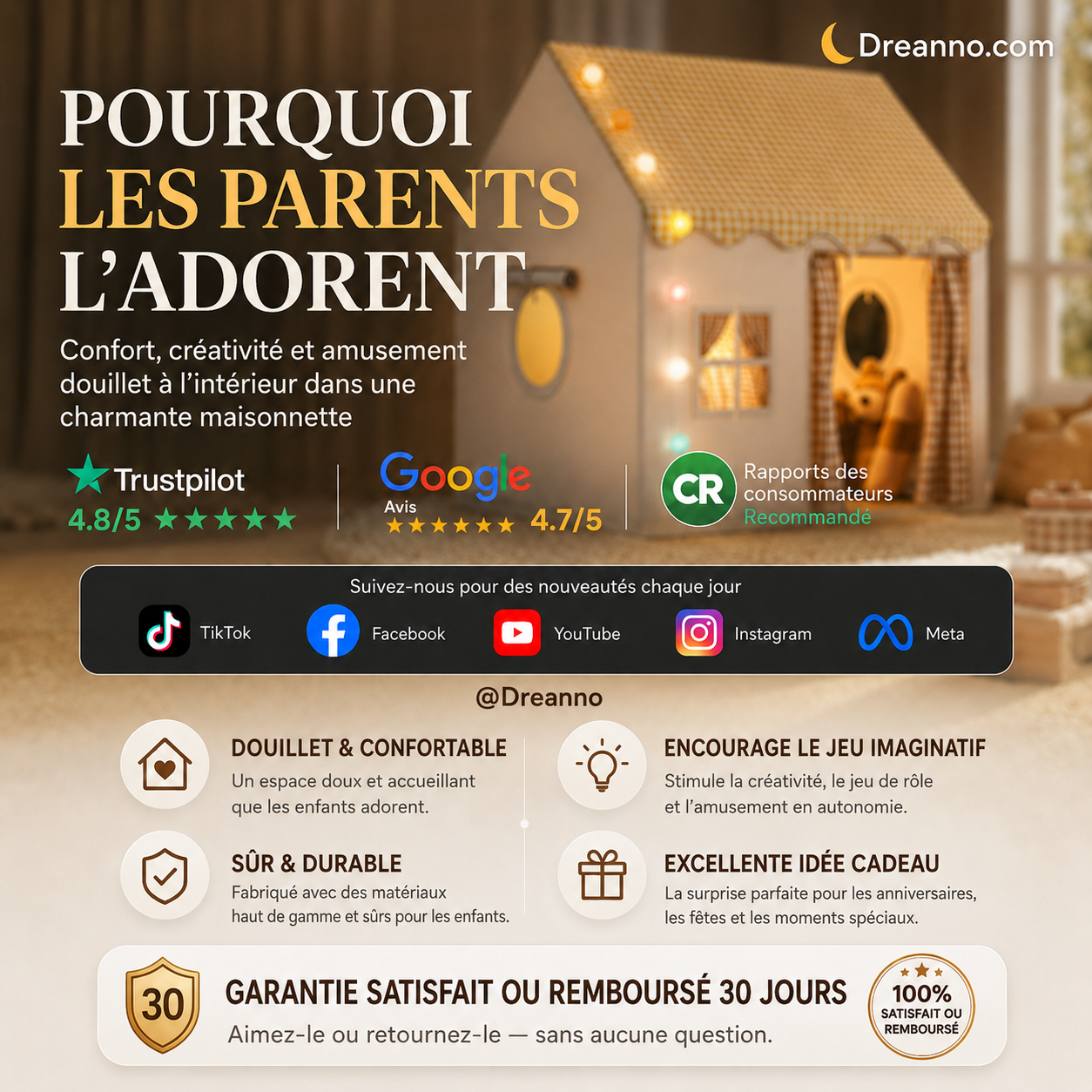📢🏰 PROMO FLASH 50% ! Château Tente de Jeu pour Enfants – Espace Ludique, Pliable, Idéal Intérieur & Extérieur ✨