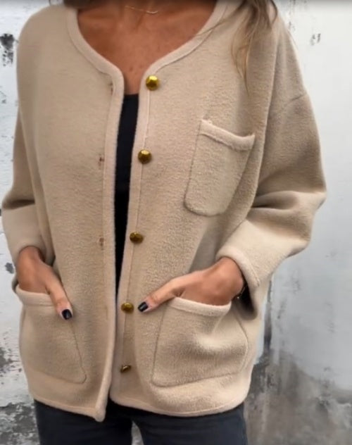 ✨Manteau court à boutons en métal de tempérament simple pour femme