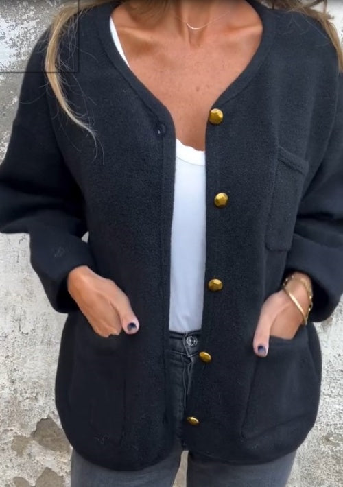 ✨Manteau court à boutons en métal de tempérament simple pour femme