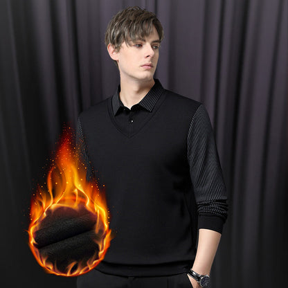 🔥60% DE RÉDUCTION ! 🍂 Chemise à Col Rayé 2 Pièces - Style Automne/Hiver en Coton Respirant et Confortable 👔📦