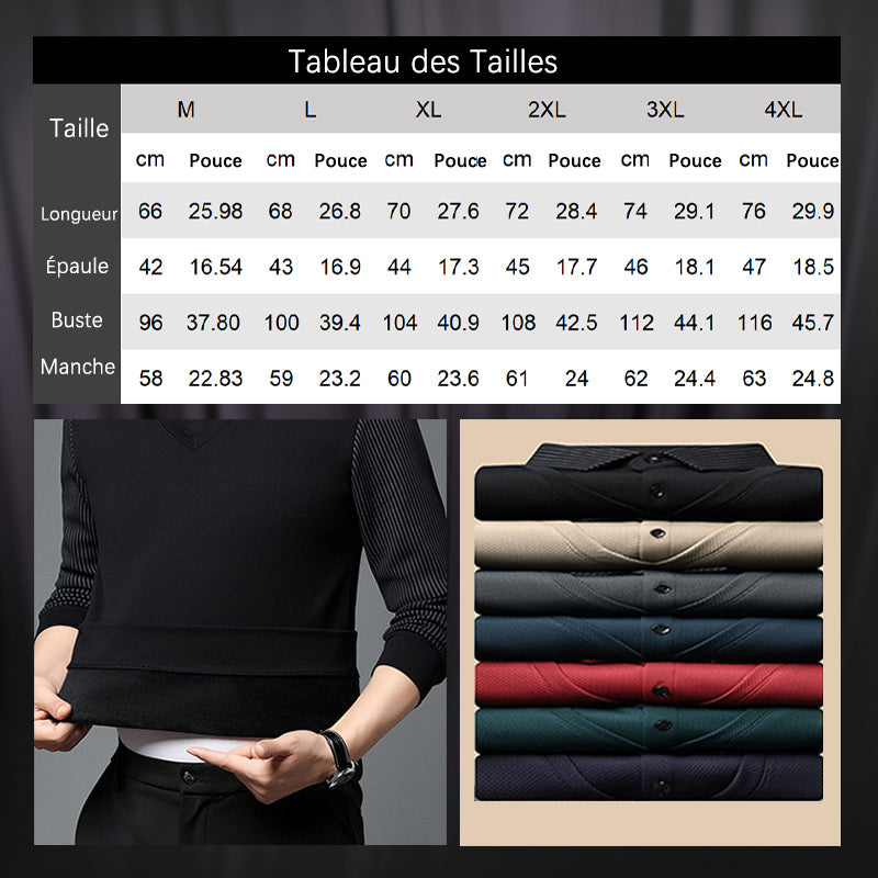 🔥60% DE RÉDUCTION ! 🍂 Chemise à Col Rayé 2 Pièces - Style Automne/Hiver en Coton Respirant et Confortable 👔📦