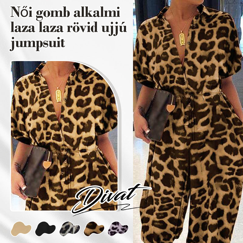 💜✨Combinaison ample décontractée à manches courtes et boutons pour femme
