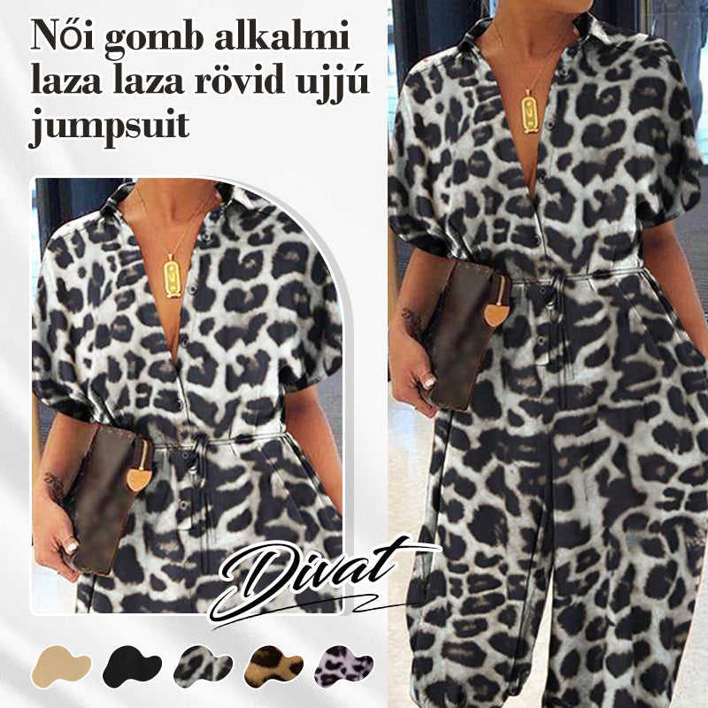💜✨Combinaison ample décontractée à manches courtes et boutons pour femme