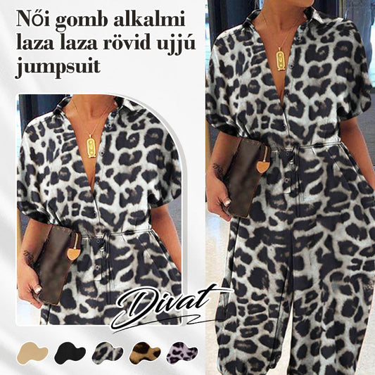 💜✨Combinaison ample décontractée à manches courtes et boutons pour femme