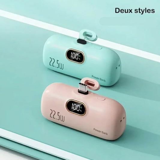 💐 50% DE RÉDUCTION ! 🔋 Batterie Externe Ultra-Mince 5000 mAh – Charge Rapide 22,5W, 3 Ports & Affichage Numérique – Glissez-la dans Votre Poche 👜✨