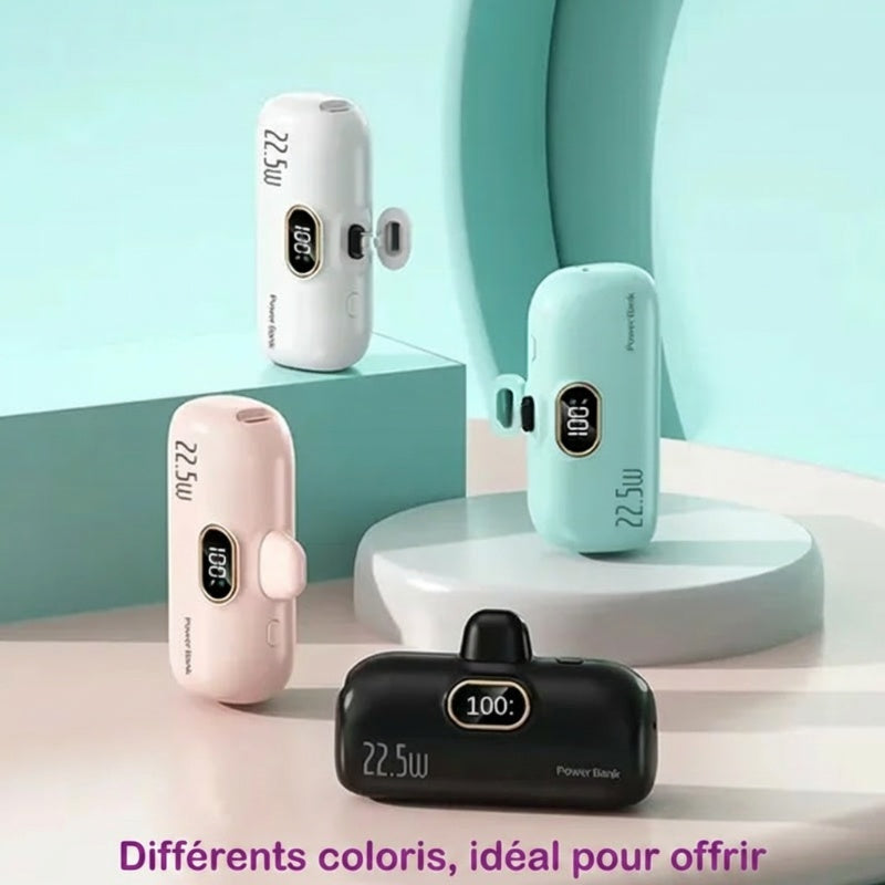 💐 50% DE RÉDUCTION ! 🔋 Batterie Externe Ultra-Mince 5000 mAh – Charge Rapide 22,5W, 3 Ports & Affichage Numérique – Glissez-la dans Votre Poche 👜✨