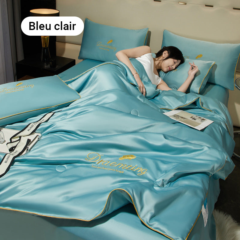 🛏Meilleurs prix pour l'été❄️Parure de lit quatre pièces en velours de haute qualité💕Confortable et rafraîchissant(🚀55% de réduction)