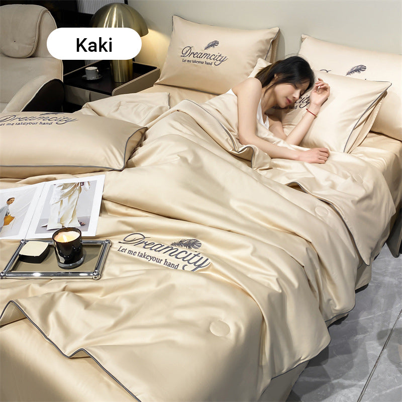 🛏Meilleurs prix pour l'été❄️Parure de lit quatre pièces en velours de haute qualité💕Confortable et rafraîchissant(🚀55% de réduction)