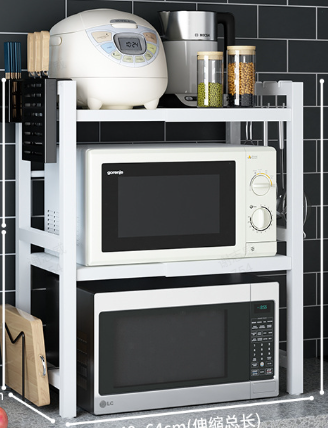 🧰 50 % DE RÉDUCTION ! 🍳 Étagère extensible pour micro-ondes – Réglable, capacité de charge de 75 kg et équipée de crochets – Idéale pour la cuisine, le garde-manger et l'atelier 🏠