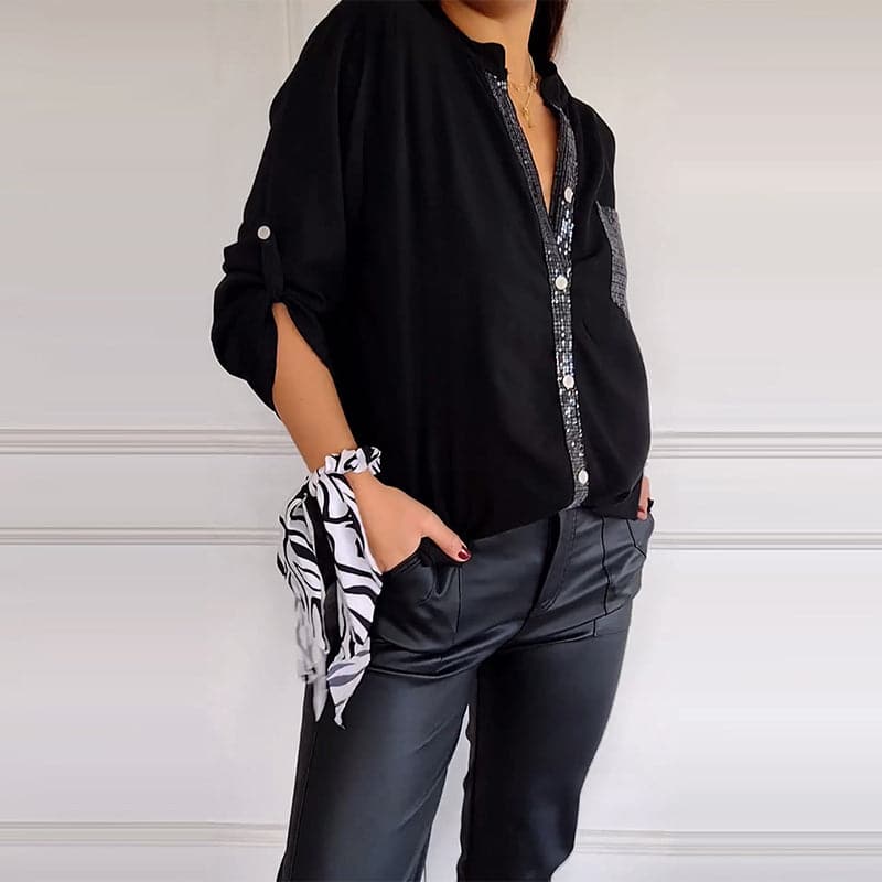 🔥SOLDES D'ÉTÉ 50%OFF🔥2024 Top décontracté en patchwork avec paillettes