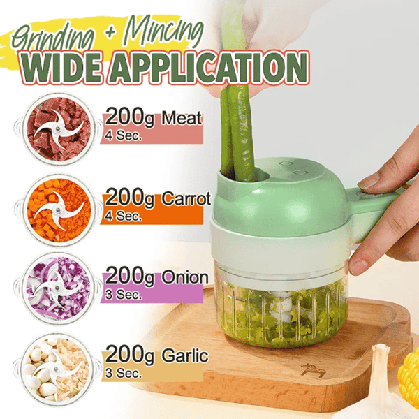 🍴 50 % DE RÉDUCTION EN CE MOMENT ! 🛒Robot Culinaire Sans Fil Multifonction 4 en 1 – Hachoir, Trancheur, Brosse & Compact