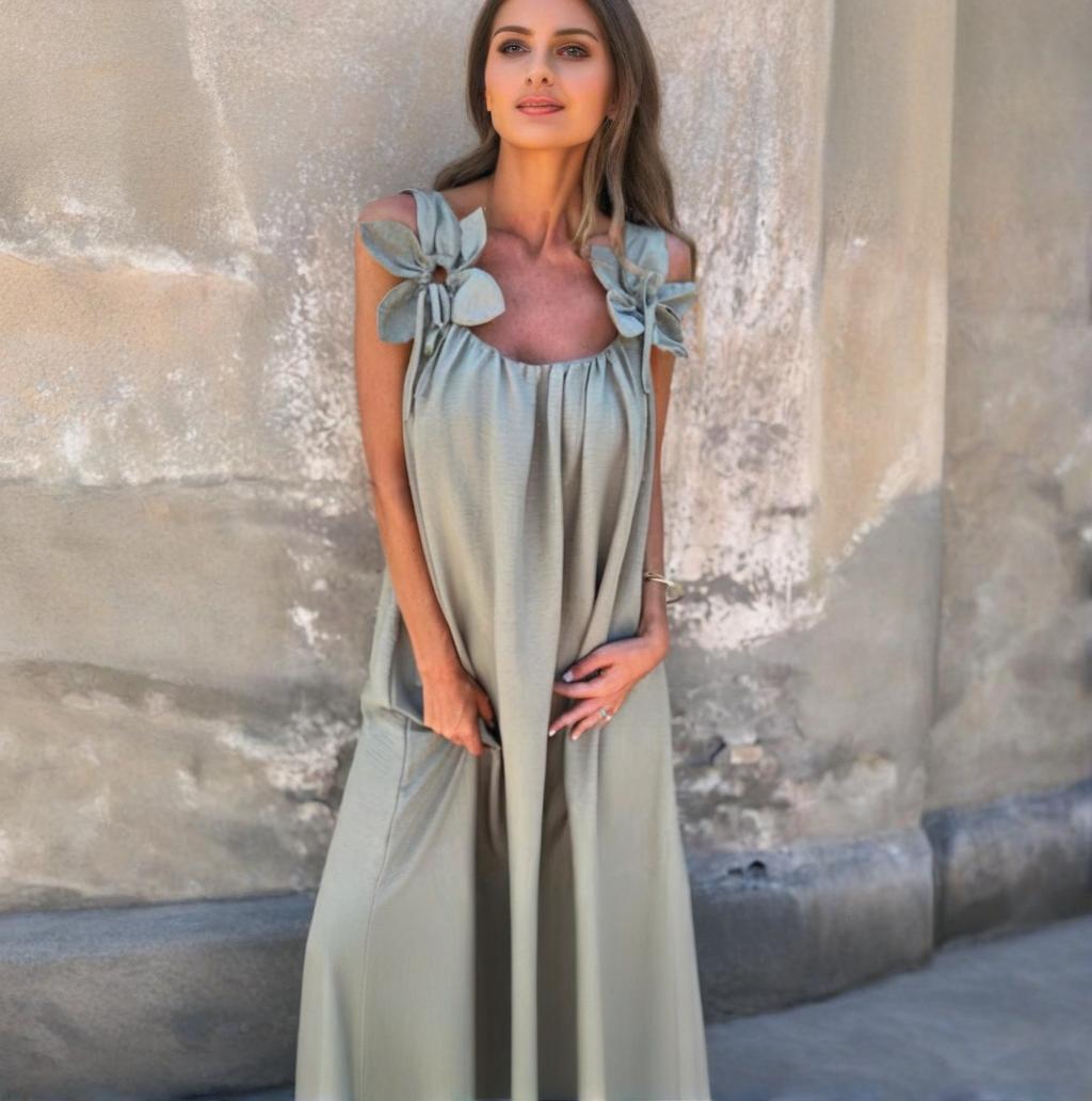 💕Printemps -53% de réduction💕Robe de couleur unie pour femme avec motif floral et encolure en U
