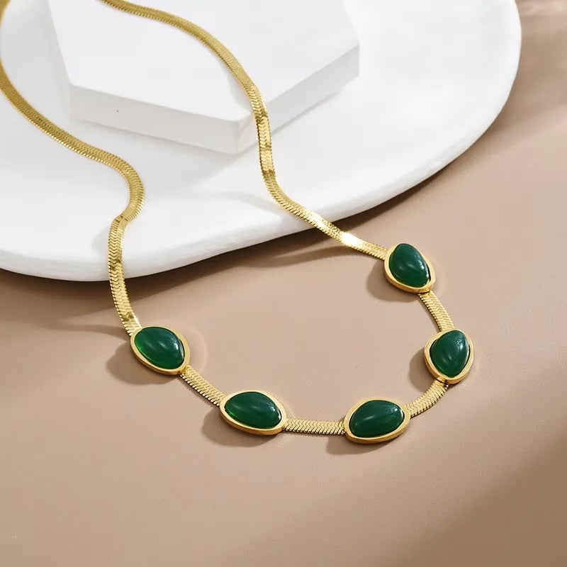 📿50 % de réduction💍Collier Emeraude Boucles d'oreilles Bracelet