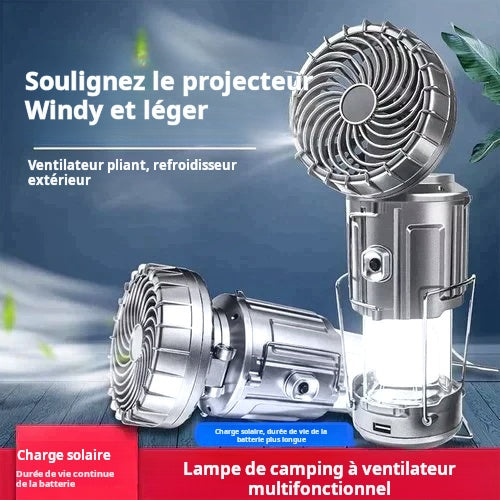 🔈🔈60% DE RÉDUCTION🔥Ventilateur électrique portable extensible à batterie solaire au lithium + lampe de secours