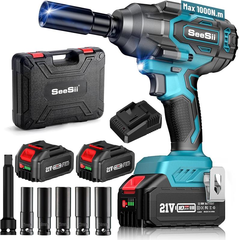 🔧⚡ PROMO FLASH 50% ! Clé à Chocs sans Fil Professionnelle 1000 Nm – Double Batterie 4,0 Ah, Moteur sans Balais, Compacte & Robuste, Parfaite pour Atelier & Bricolage Pro 🚗💪
