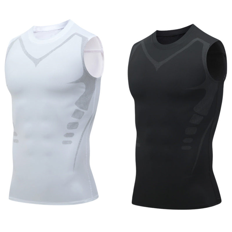 🔥 50 % DE RÉDUCTION ! 💪 Gilet Ionic Shaping – Compression et refroidissement – Remodelage du corps – Sans manches – Invisible sous les vêtements 🕶️