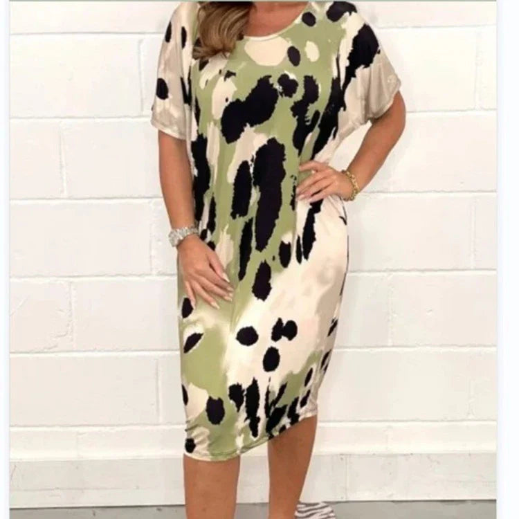 👗2025 Best-seller de l'été🔥Col rond Robe décontractée à imprimé léopard
