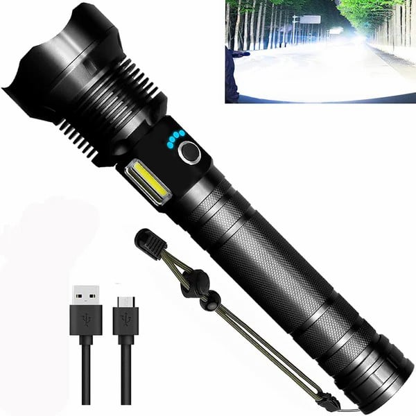 🔦 60 % DE RÉDUCTION ! 🎉 Lampe torche rechargeable 90 000 lumens – Puissance extrême, étanche et longue autonomie 📦