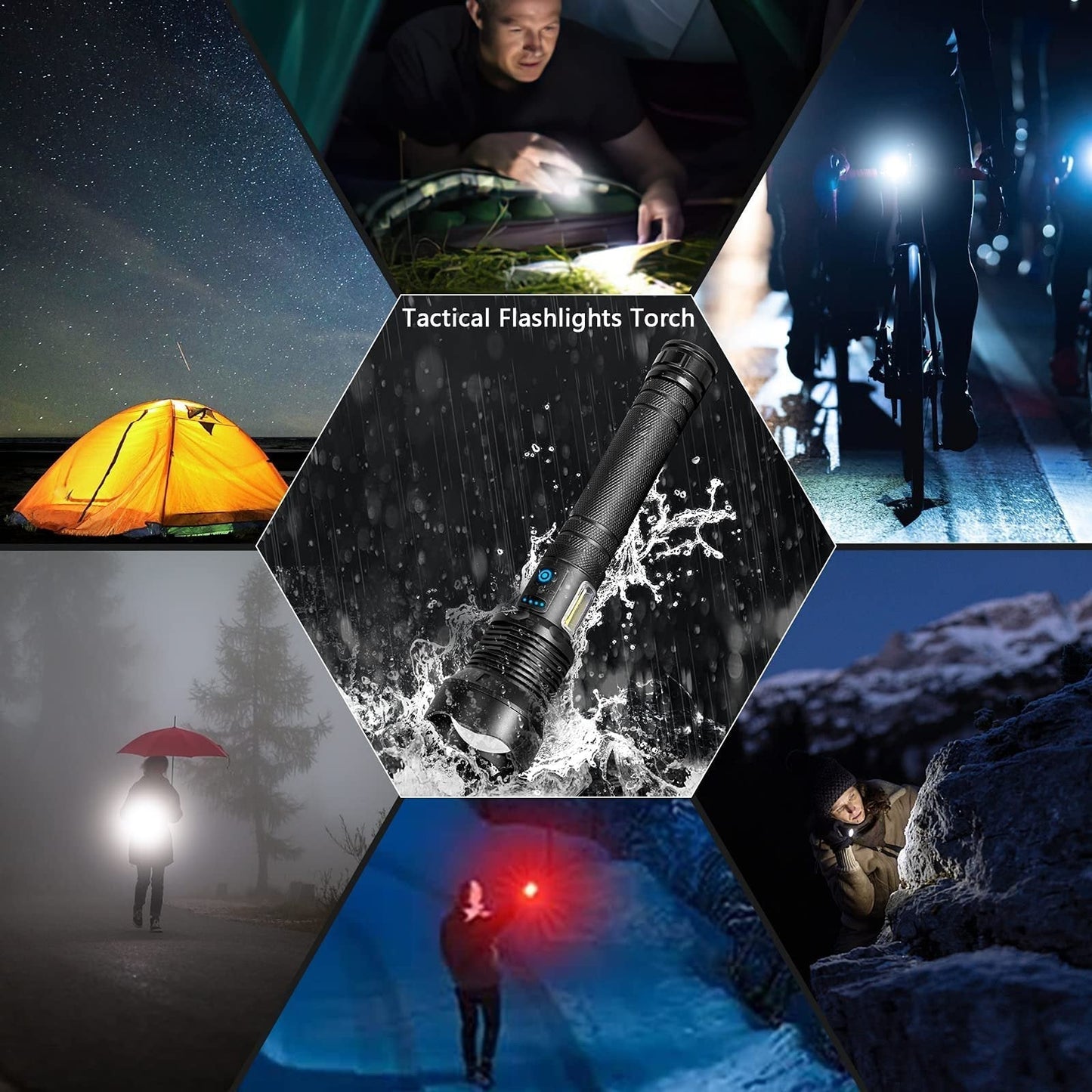 🔦 60 % DE RÉDUCTION ! 🎉 Lampe torche rechargeable 90 000 lumens – Puissance extrême, étanche et longue autonomie 📦
