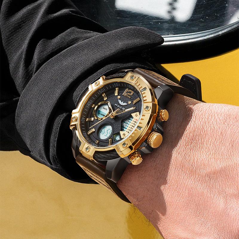 ⌚Montre de sport à quartz multifonctionnelle à double affichage pour homme, étanche à 3 ATM