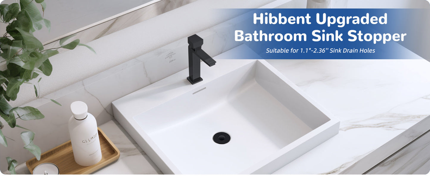Filtre de vidange 3-en-1 amélioré Hibbent pour lavabo, bouchon à ressort universel, panier à cheveux amovible en acier inoxydable, bouchon de lavabo de 1,1 à 2,36 pouces, cartouche en laiton, noir mat