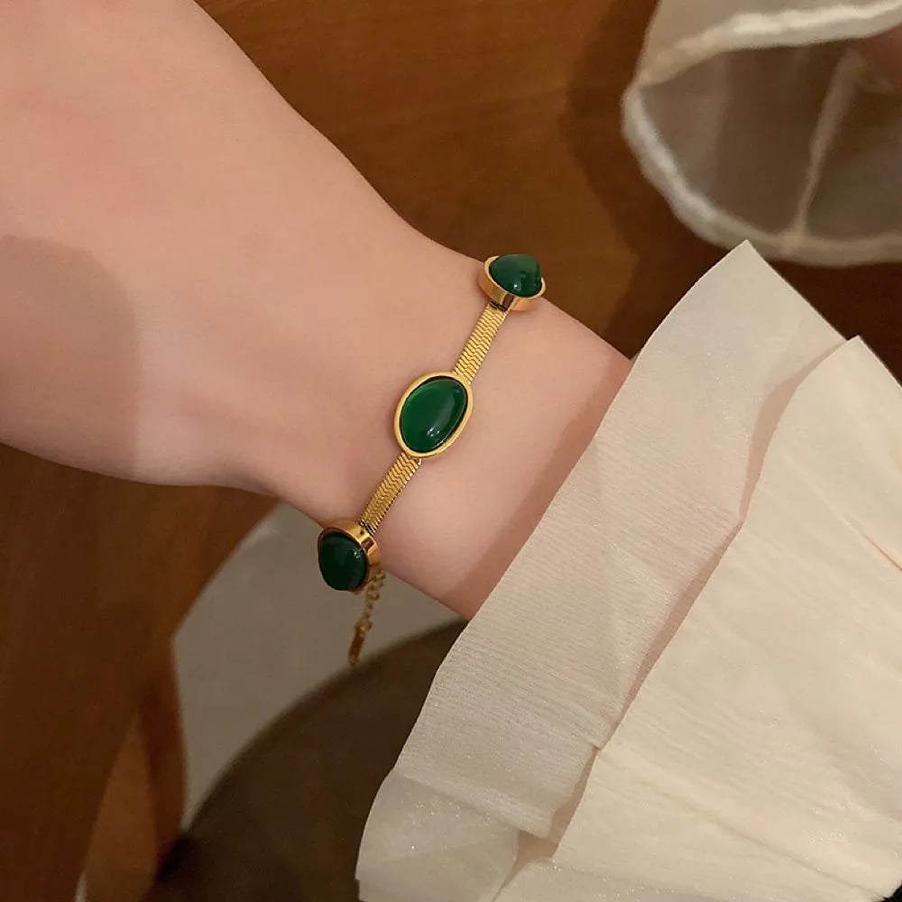 📿50 % de réduction💍Collier Emeraude Boucles d'oreilles Bracelet