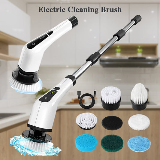 🧽50 % DE RÉDUCTION⚡ Brosse de nettoyage rotative électrique | 7 têtes de brosse · 300 tr/min · Étanche IPX5 · Batterie longue durée de 2500 mAh · Pour des tâches ménagères un jeu d'enfant