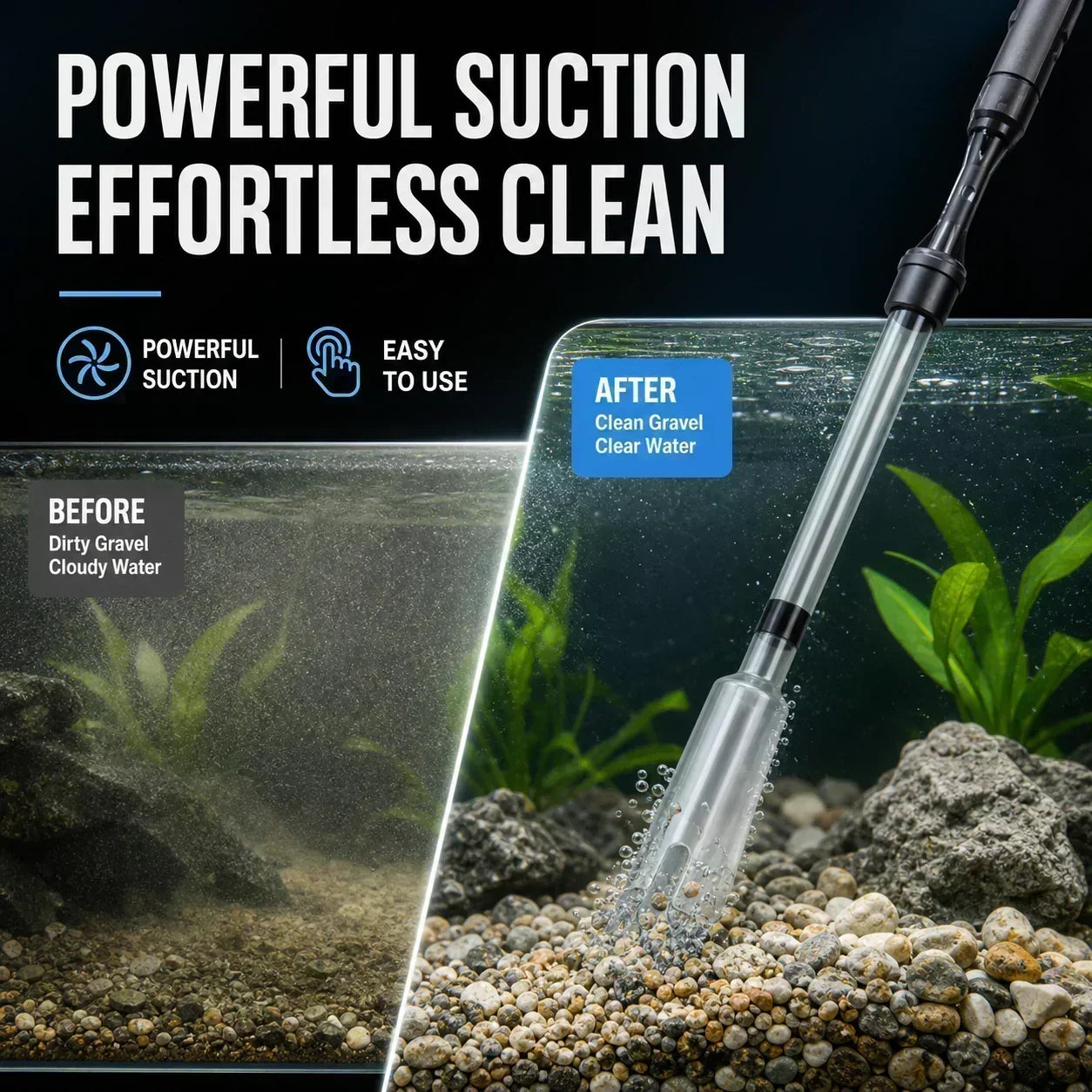 🐠🔋 Aspirateur de fond électrique pour aquarium – Nettoie le gravier et renouvelle l’eau en même temps, puissant et silencieux, l’entretien du bac devient un jeu d’enfant 💧⚡