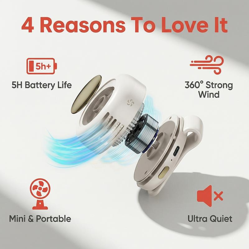 🌀50 % DE RÉDUCTION🌿 Ventilateur sans pales | Rotation à 360° · À clipser ou à suspendre · Ultra-léger et portable · Recharge rapide en 1 h 30 avec une grande autonomie · 3 vitesses