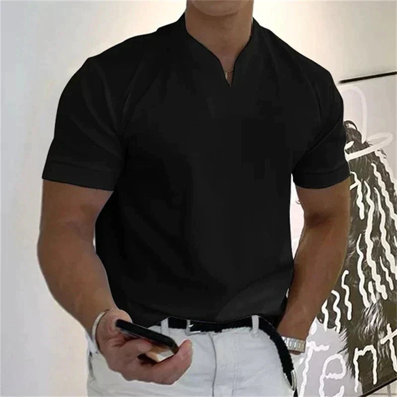 💎60% DE RÉDUCTION ! 💎 Chemise de Sport à Manches Courtes pour Hommes – Col en V, Confortable & Disponible jusqu'au 5XL 👕✨