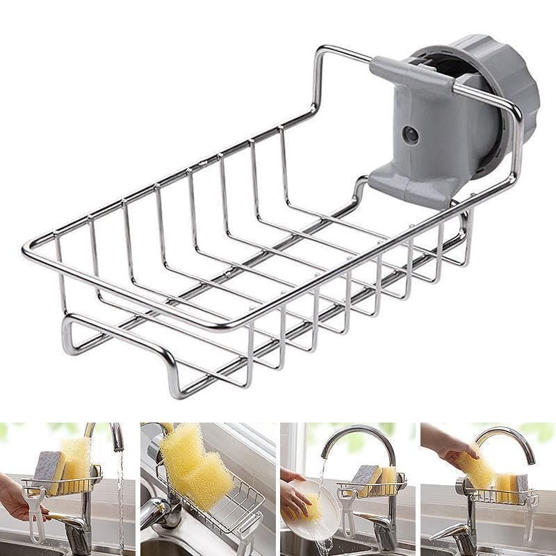 🔥Une bonne aide dans la cuisine🔥Support de rangement pour évier en acier inoxydable sans perforation