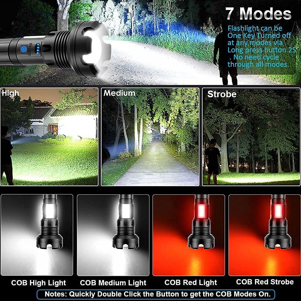 🔦 60 % DE RÉDUCTION ! 🎉 Lampe torche rechargeable 90 000 lumens – Puissance extrême, étanche et longue autonomie 📦