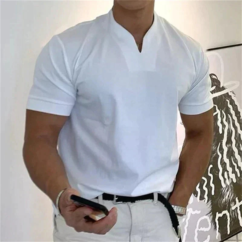 💎60% DE RÉDUCTION ! 💎 Chemise de Sport à Manches Courtes pour Hommes – Col en V, Confortable & Disponible jusqu'au 5XL 👕✨