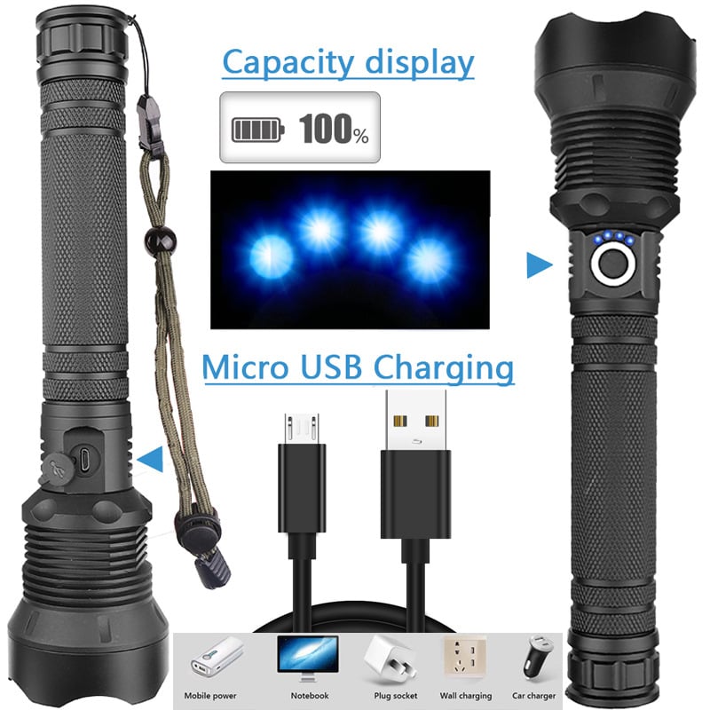 🔦 60 % DE RÉDUCTION ! 🎉 Lampe torche rechargeable 90 000 lumens – Puissance extrême, étanche et longue autonomie 📦