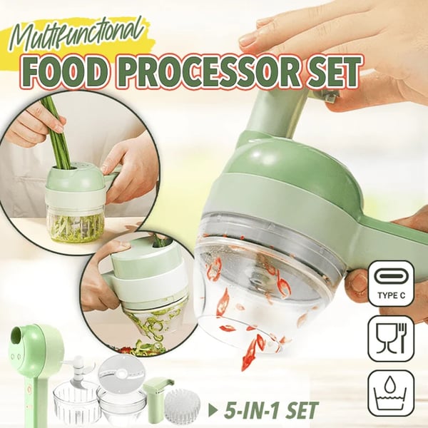 🍴 50 % DE RÉDUCTION EN CE MOMENT ! 🛒Robot Culinaire Sans Fil Multifonction 4 en 1 – Hachoir, Trancheur, Brosse & Compact