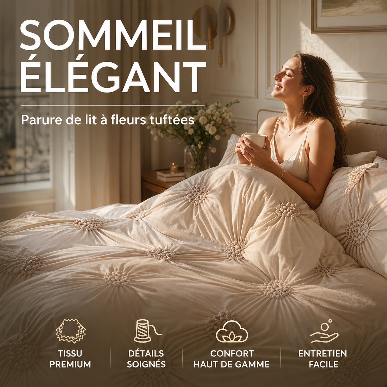 🛏️ PROMO LIMITÉE -50% ! ✨ Parure de Housse de Couette à Plis Pincés – Design Élégant, Tissu Mélangé Doux & Respirant, Teinte Kaki Apaisante, Plusieurs Tailles 🌙🌸
