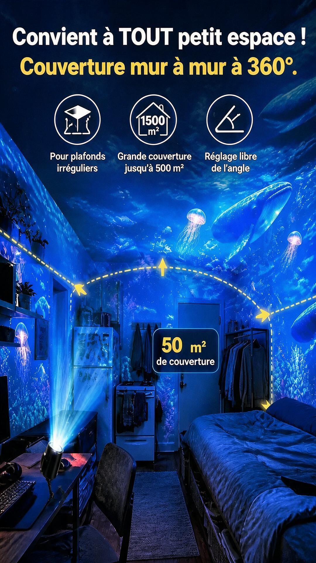🌌 PROMO LIMITÉE 50% DE RÉDUCTION ! ✨ Lampe projecteur ciel étoilé USB – 13 films interchangeables, col flexible – Relaxant, Magique, Cadeau 🌙