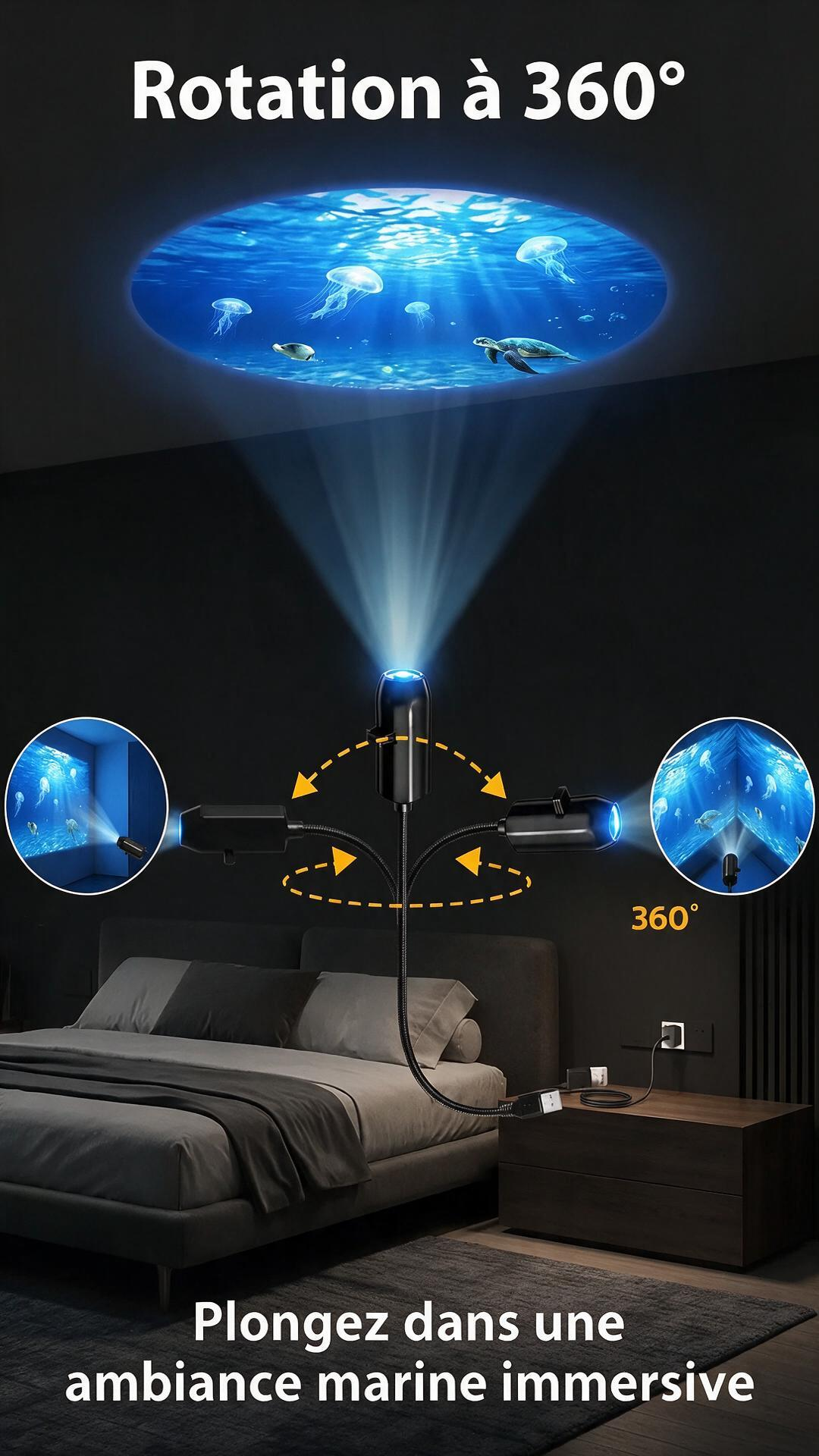 🌌 PROMO LIMITÉE 50% DE RÉDUCTION ! ✨ Lampe projecteur ciel étoilé USB – 13 films interchangeables, col flexible – Relaxant, Magique, Cadeau 🌙