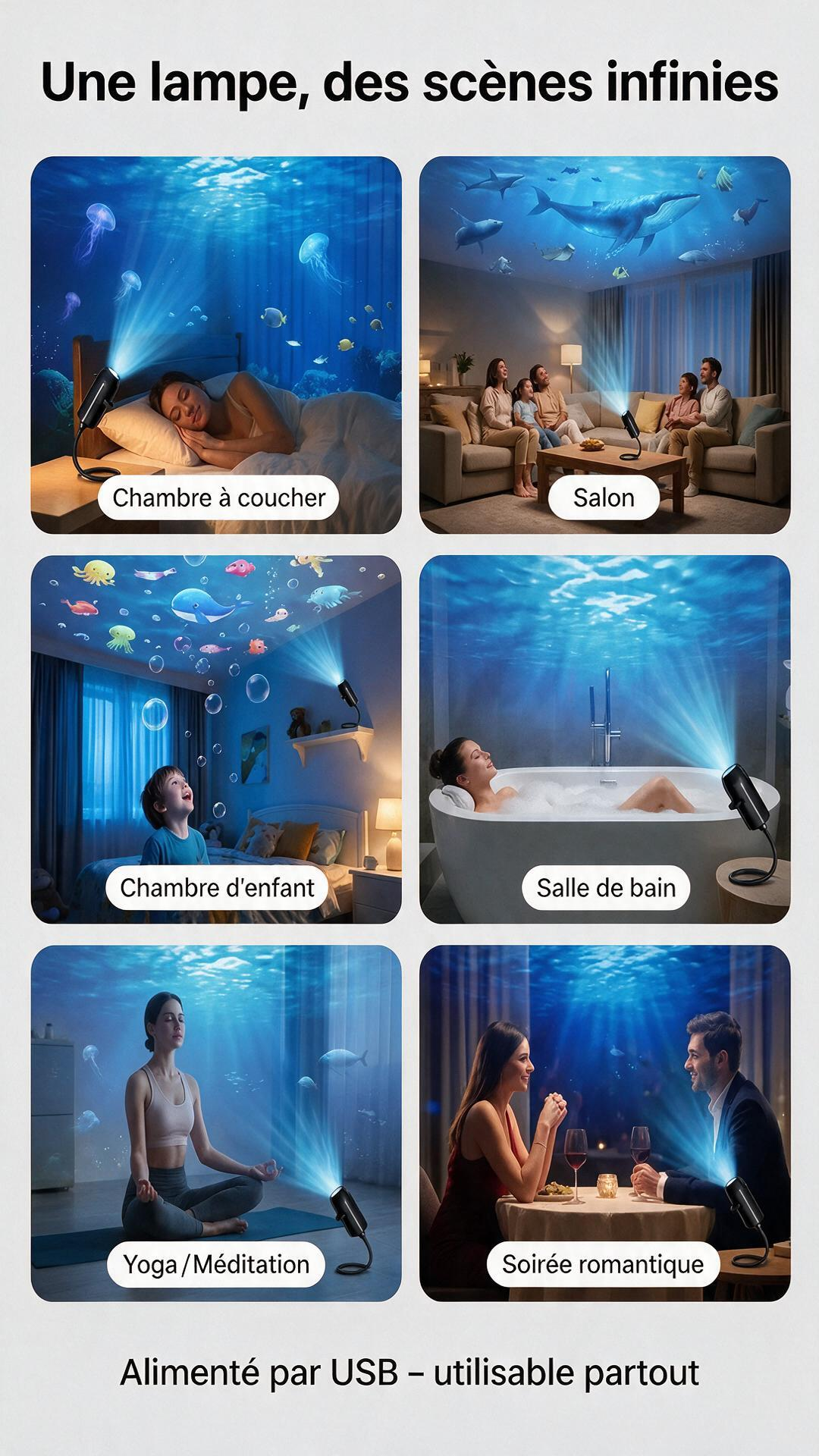 🌌 PROMO LIMITÉE 50% DE RÉDUCTION ! ✨ Lampe projecteur ciel étoilé USB – 13 films interchangeables, col flexible – Relaxant, Magique, Cadeau 🌙