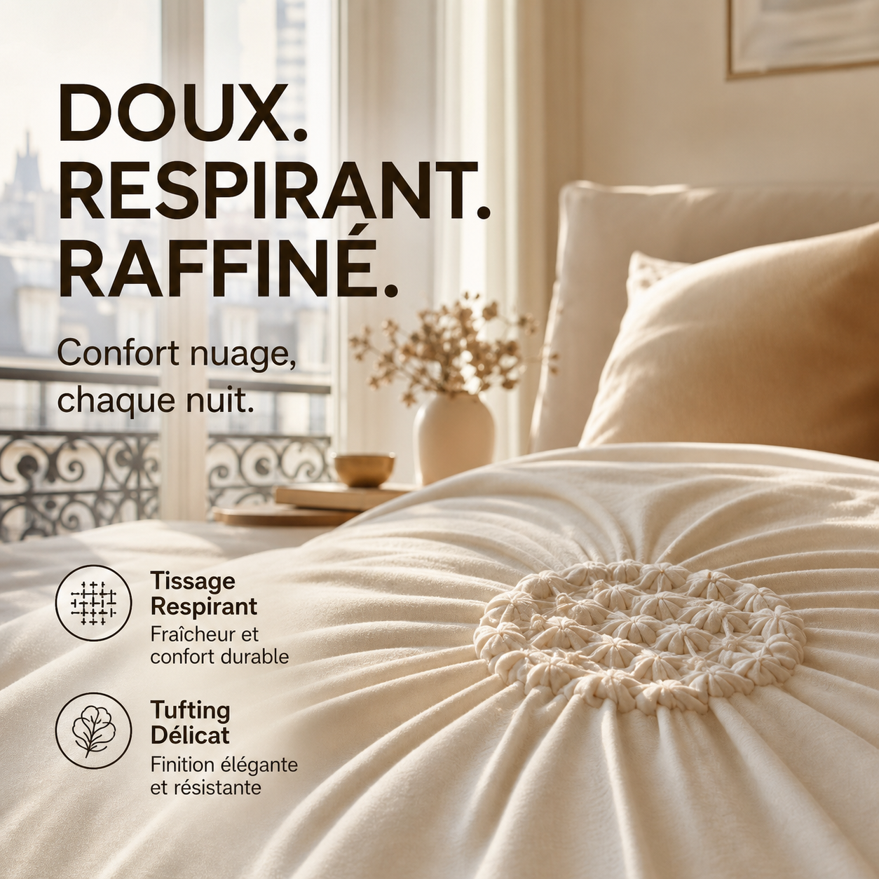 🛏️ PROMO LIMITÉE -50% ! ✨ Parure de Housse de Couette à Plis Pincés – Design Élégant, Tissu Mélangé Doux & Respirant, Teinte Kaki Apaisante, Plusieurs Tailles 🌙🌸