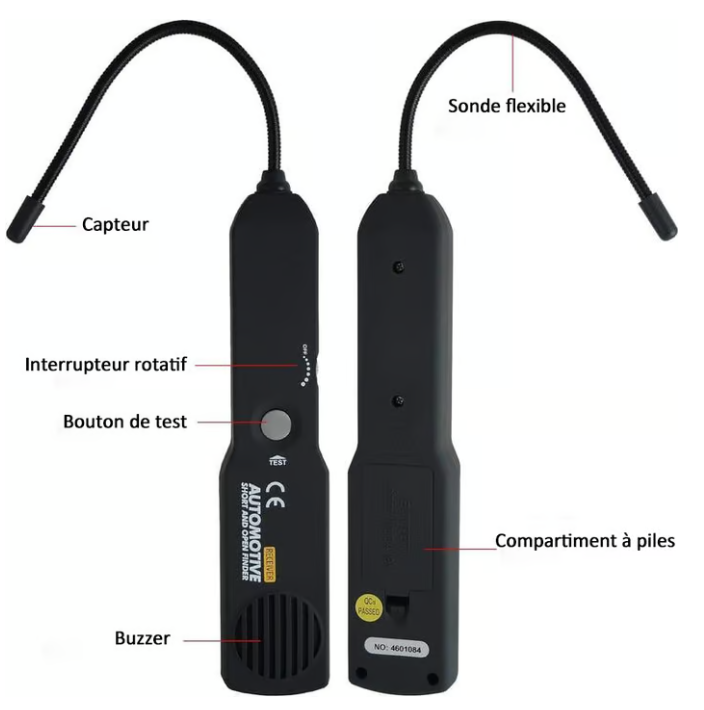 📢DERNIER JOUR DE VENTE - 60% DE RÉDUCTION💥 EM415 Détecteur de circuit ouvert et court pour automobile - Sonde DC & générateur de tonalité pour la recherche de pannes (jusqu'à 42V)