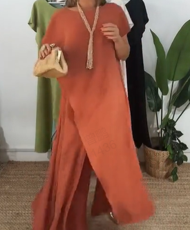 💃Meilleur vendeur - 55 % de réduction💃Ensemble d'un top et d'un pantalon décolletés unicolores