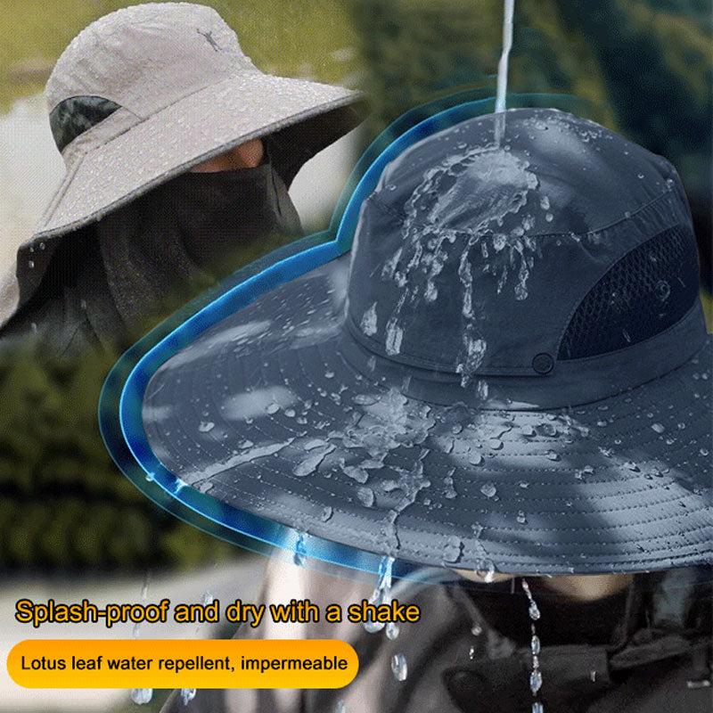 Chapeau de soleil professionnel pour activités de plein air 🛡️ Protection solaire UPF50+ à large bord + masque facial, conception respirante, protection contre le soleil et les insectes, le choix idéal pour les randonnées estivales 🥾