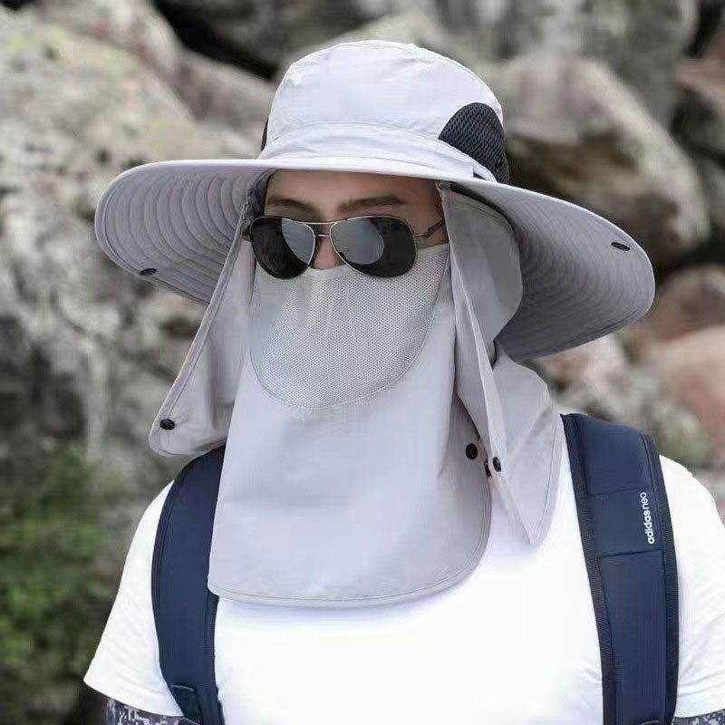 Chapeau de soleil professionnel pour activités de plein air 🛡️ Protection solaire UPF50+ à large bord + masque facial, conception respirante, protection contre le soleil et les insectes, le choix idéal pour les randonnées estivales 🥾