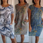 🌷Vente de printemps 50% de réduction🍀Robe à col rond à imprimé botanique pour femmes