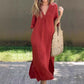 ✨Soldes d'été à 50 % de réduction✨Robe fendue élégante à col en V